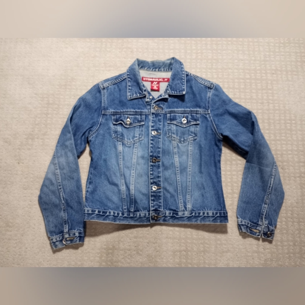 Hydraulic Denim Jean Jacket Youth Girls Size Large Embroidered Corvette